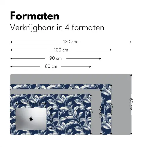 Botanisch - Patroon - Blauw Muismat XXL klein 681 -sfeer5