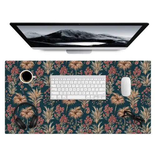 Botanisch - Patroon - Blauw Muismat XXL klein 681 -3d
