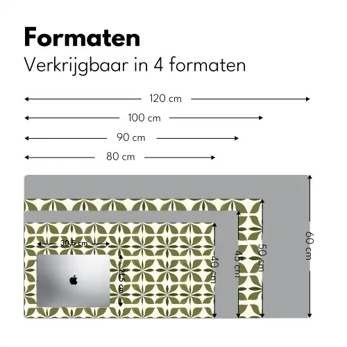 Botanisch - Retro - Groen Muismat XXL klein 681 -sfeer5