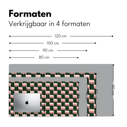 Vlechtpatroon - Groen - Roze - Geometrisch Muismat XXL klein 681 -sfeer5