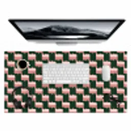 Vlechtpatroon - Groen - Roze - Geometrisch Muismat XXL klein 681 -3d