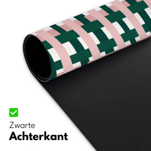 Vlechtpatroon - Groen - Roze - Grafisch Muismat XXL klein 681 -sfeer2
