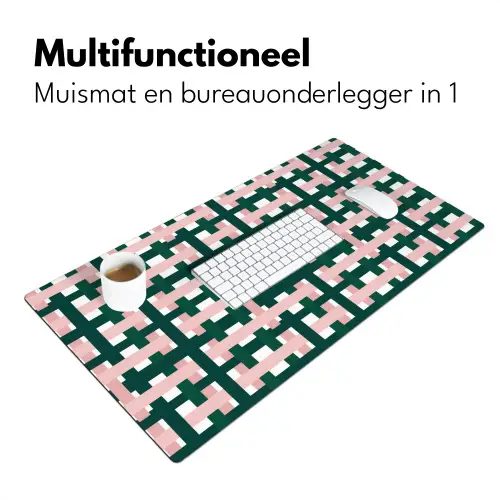 Vlechtpatroon - Groen - Roze - Grafisch Muismat XXL klein 681 -sfeer4