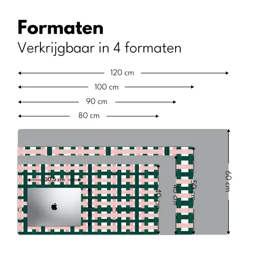Vlechtpatroon - Groen - Roze - Grafisch Muismat XXL klein 681 -sfeer5