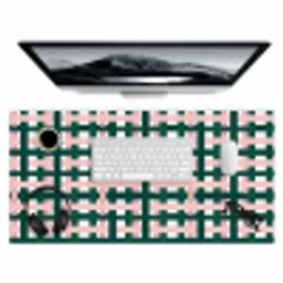 Vlechtpatroon - Groen - Roze - Grafisch Muismat XXL klein 681 -3d