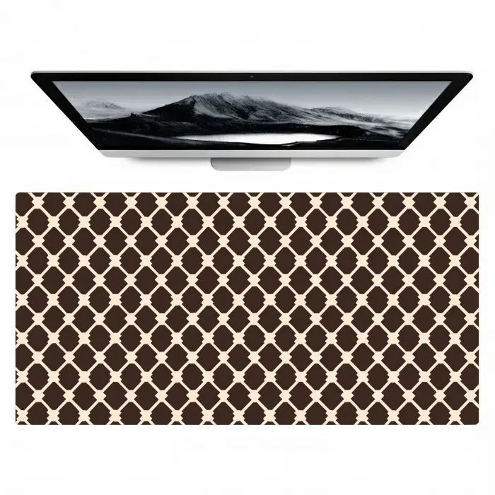 Bruin - Ruitpatroon - Geometrisch Muismat XXL klein 681 -zzz3d