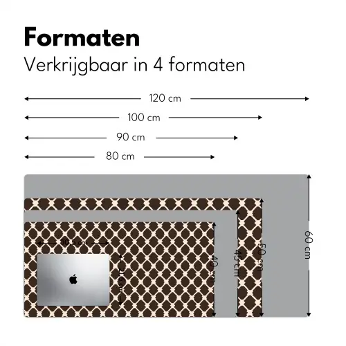 Bruin - Ruitpatroon - Geometrisch Muismat XXL klein 681 -sfeer5