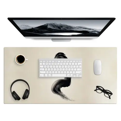 Penseelstreek - Zwart - Minimalistisch Muismat XXL klein -3d