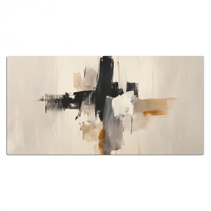 Penseelstreken - Ruw - Abstract - Beige Muismat XXL klein -3d_leeg