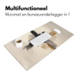 Penseelstreken - Ruw - Abstract - Beige Muismat XXL klein -sfeer4