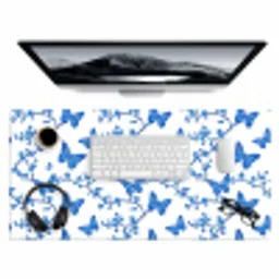 Vlinder - Bloemen - Blauw Muismat XXL klein 681 -3d