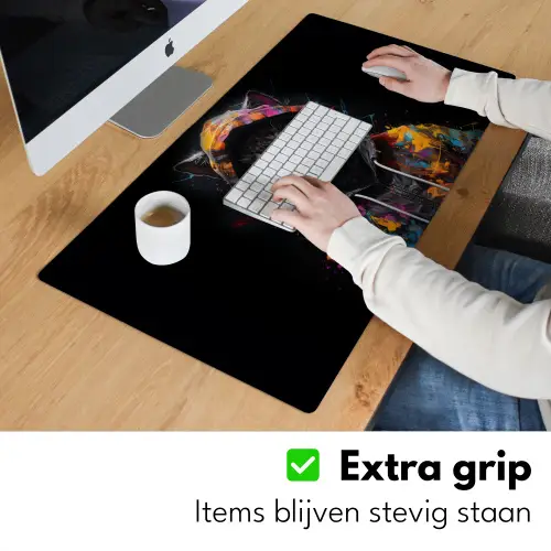 Kat - Jas - Graffiti - Bril - Zwart Muismat XXL klein -sfeer3