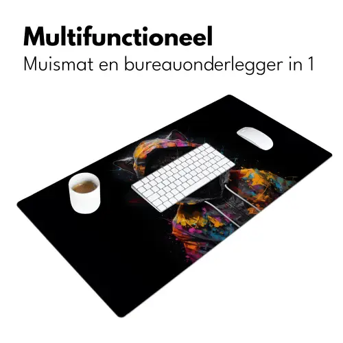 Kat - Jas - Graffiti - Bril - Zwart Muismat XXL klein -sfeer4
