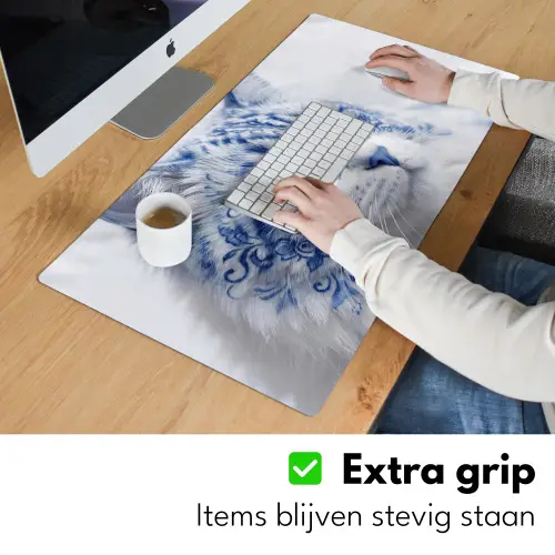 Kat - Patroon - Blauw Muismat XXL klein -sfeer3