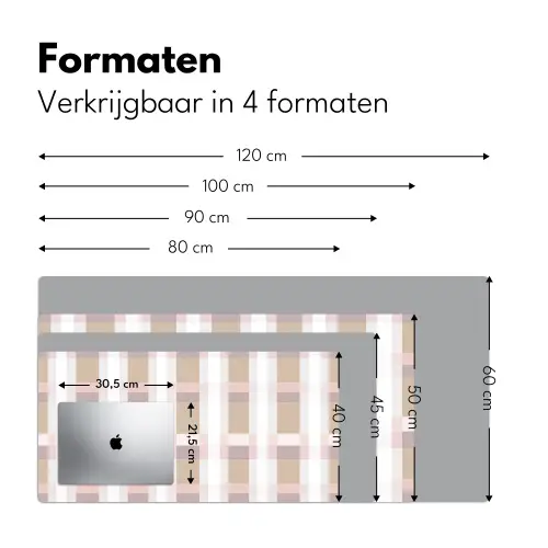 Ruitpatroon - Aardetinten - Minimalistisch Muismat XXL klein 681 -sfeer5
