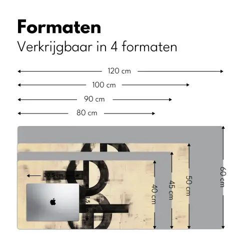 Cirkels - Balken - Zwart - Abstract Muismat XXL klein -sfeer5