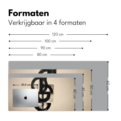 Cirkels - Lijnen - Vormen - Zwart Muismat XXL klein -sfeer5