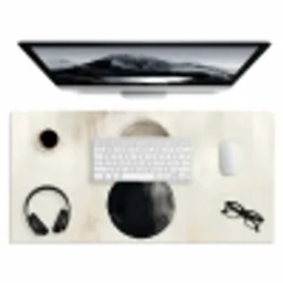 Cirkels - Vorm - Beige - Abstract Muismat XXL klein -3d
