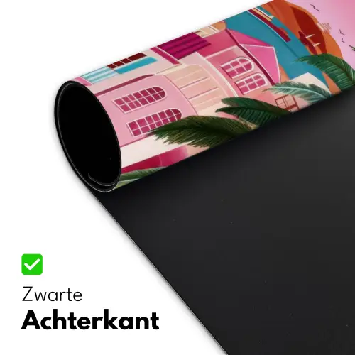 Stad - Roze - Palmbomen Muismat XXL klein -sfeer2