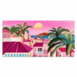 Stad - Roze - Palmbomen Muismat XXL klein -3d_leeg