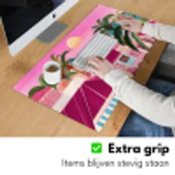 Stad - Roze - Palmbomen Muismat XXL klein -sfeer3