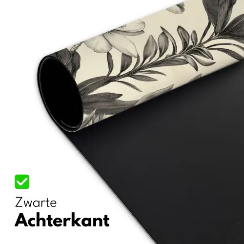 Klassiek - Botanisch - Zwart - Beige Muismat XXL klein 681 -sfeer2