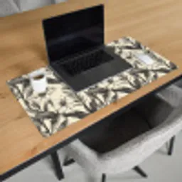 Klassiek - Botanisch - Zwart - Beige Muismat XXL klein 681 -sfeer1