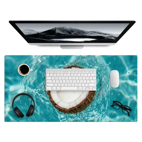 Kokosnoot - Water - Wit Muismat XXL klein -3d