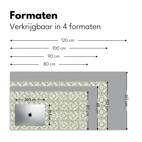 Krulornament - Tegel - Groen Muismat XXL klein 681 -sfeer5