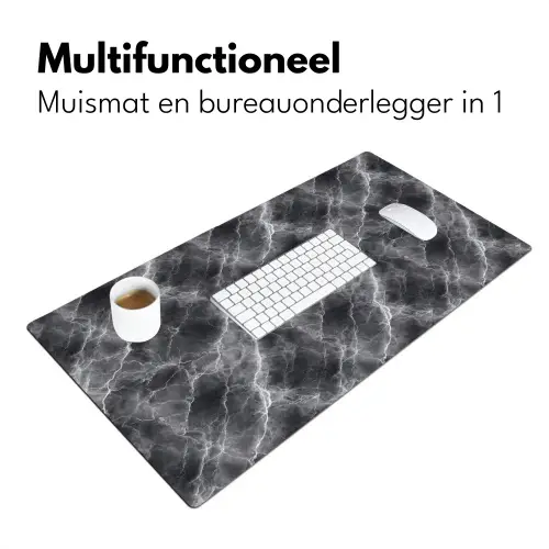 Donkergrijs - Bliksem - Marmer Muismat XXL klein 681 -sfeer4