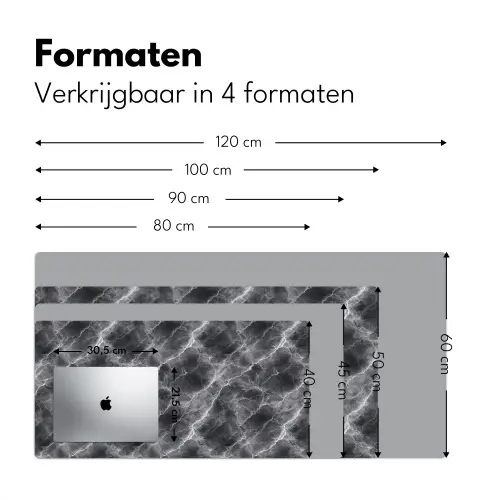 Donkergrijs - Bliksem - Marmer Muismat XXL klein 681 -sfeer5