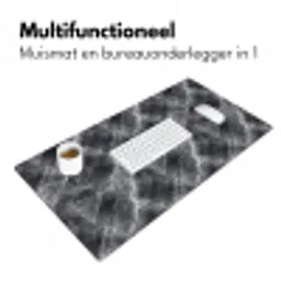 Donkergrijs - Bliksem - Marmer Muismat XXL klein 681 -sfeer4