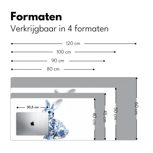 Delftsblauw - Haasje - Wit Muismat XXL klein -sfeer5