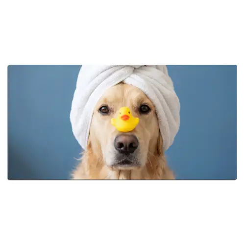 Hond - Badeend - Geel Muismat XXL klein -3d_leeg