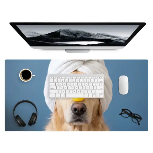 Hond - Badeend - Geel Muismat XXL klein -3d