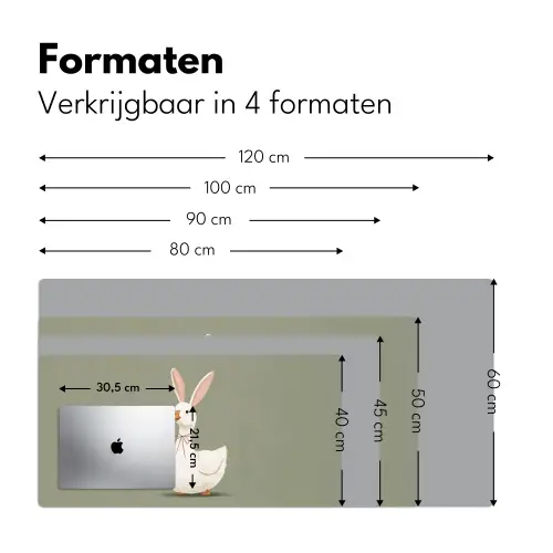 Eend - Konijnoren - Grijs Muismat XXL klein -sfeer5