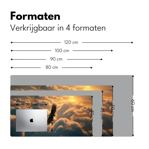 Adelaar - Wolken - Zon Muismat XXL klein -sfeer5