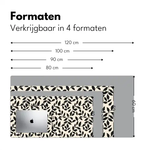 Elegant - Patroon - Zwart - Beige Muismat XXL klein 681 -sfeer5