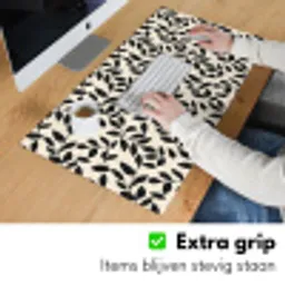 Elegant - Patroon - Zwart - Beige Muismat XXL klein 681 -sfeer3