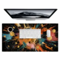 Explosie - Verfstructuur - Goud - Abstract Muismat XXL klein -3d