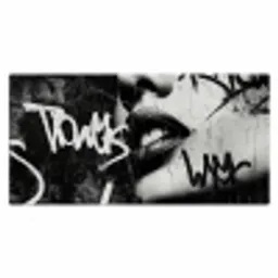 Gezicht - Mond - Graffiti - Zwart Muismat XXL klein -3d_leeg