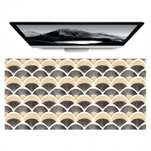Waaier - Patroon - Zwart - Beige Muismat XXL klein 681 -zzz3d