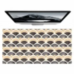 Waaier - Patroon - Zwart - Beige Muismat XXL klein 681 -zzz3d