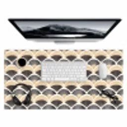 Waaier - Patroon - Zwart - Beige Muismat XXL klein 681 -3d