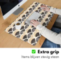 Waaier - Patroon - Zwart - Beige Muismat XXL klein 681 -sfeer3