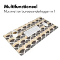 Waaier - Patroon - Zwart - Beige Muismat XXL klein 681 -sfeer4