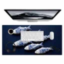 Vissen - Delfts - Blauw - Keramiek Muismat XXL klein -3d