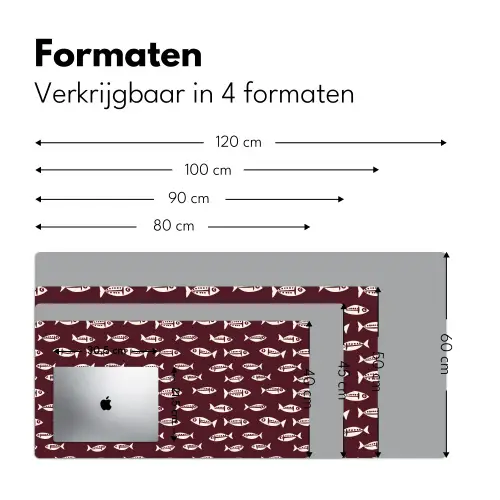 Vissen - Grafisch - Patroon - Donker Muismat XXL klein 681 -sfeer5