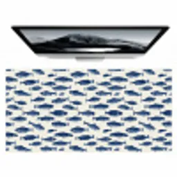 Vissen - Patroon - Blauw - Wit Muismat XXL klein 681 -zzz3d