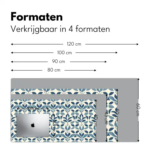 Flora - Modern - Blauw Muismat XXL klein 681 -sfeer5